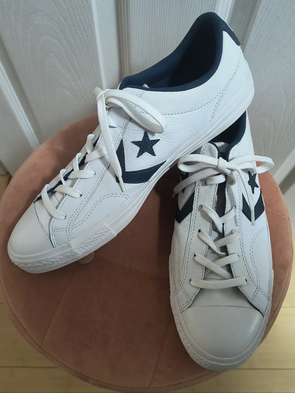 Converse Star Player Leather OX - 159740/White/Navy/White Size 12 - Picture 3 of 8